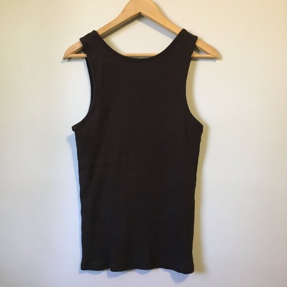 100% Cotton Dark Brown Soft Vertical Ribbed Tank Top - Picture 2 of 15